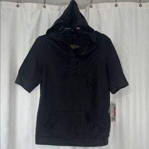 NWT Mossimo Supply Co. Charcoal Short Sleeve Modern Fit Hoodie w/ Button Details